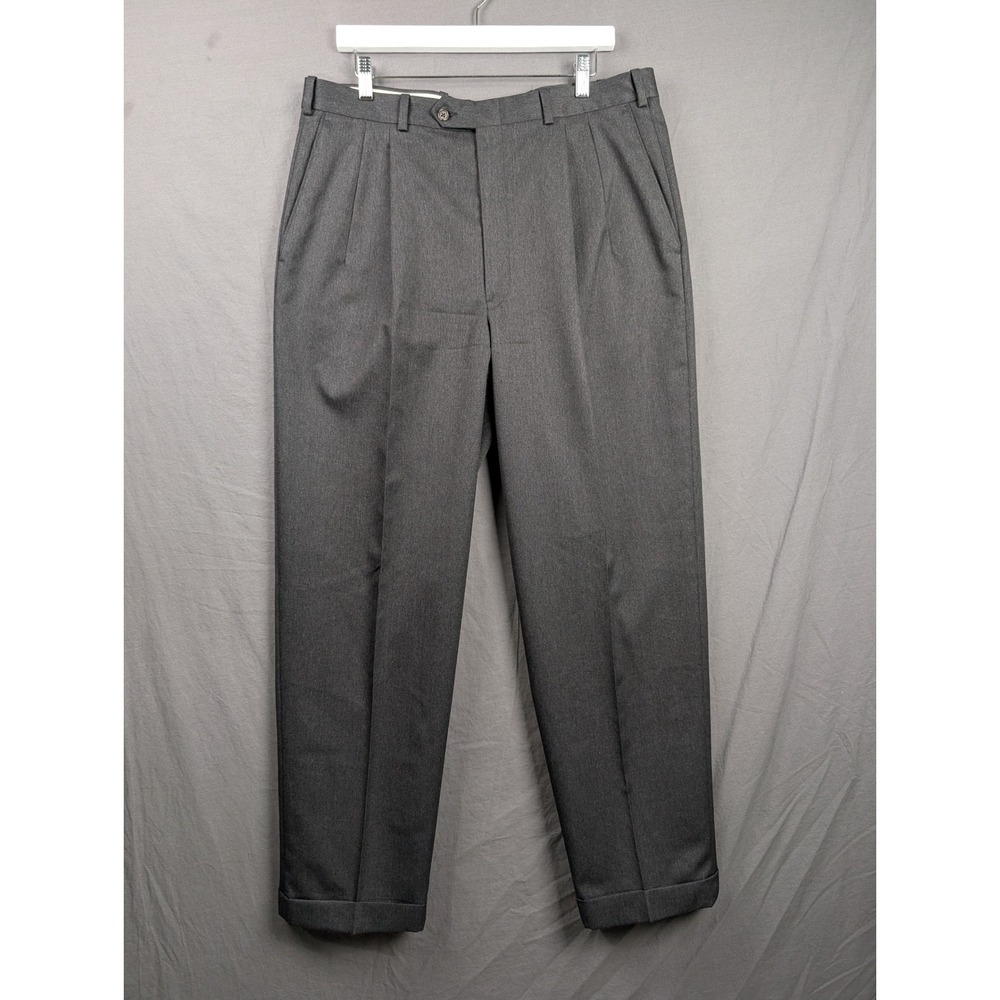 Nordstrom JB Britches Mens Grey Pleated 100% Virgin Wool Dress Pants Size 36